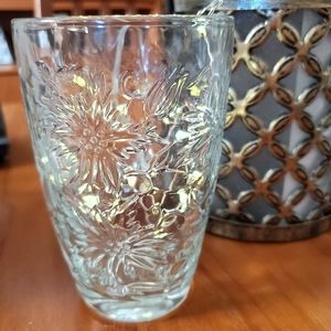 Princess House Tumbler Drinking Glass Raised Flowers